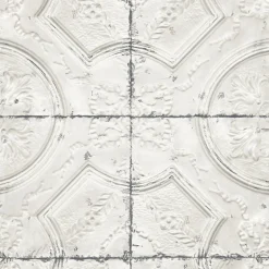 Deerfield Off-White Vintage Tin Tile Wallpaper