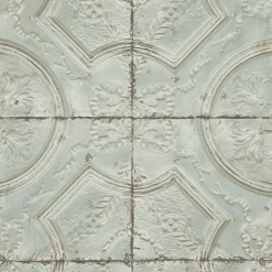 Deerfield Teal Vintage Tin Tile Wallpaper