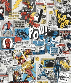 DI0944 Black/Blue/Red Marvel Comics Pow! Wallpaper