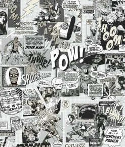 DI0946 Black/White Marvel Comics Pow! Wallpaper