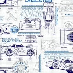 DI0916 Blue Disney and Pixar Cars Schematic Wallpaper