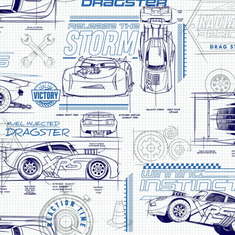 DI0916 Blue Disney and Pixar Cars Schematic Wallpaper