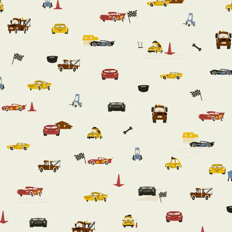 DI0922 Cream Disney and Pixar Cars Racing Spot Wallpaper