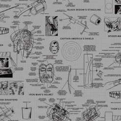DI0936 Gray/Black Marvels Heroes Schematics Wallpaper