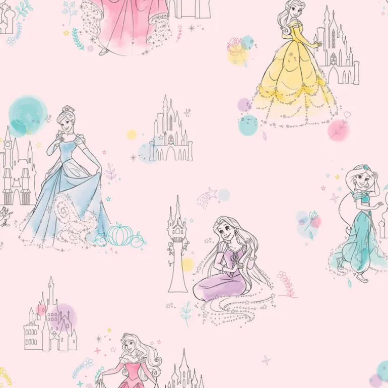 DI0969 Pink Disney Princess Pretty Elegant Wallpaper