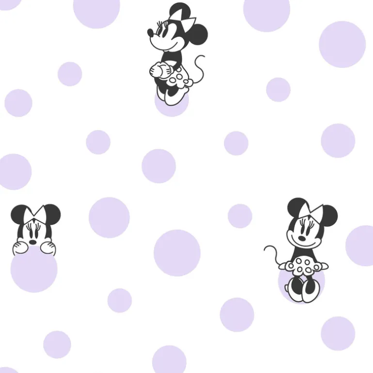DI1028 Purple Disney Minnie Mouse Dots Wallpaper