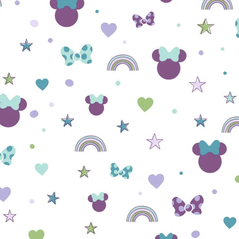 DI0990 Purple Disney Minnie Mouse Rainbow Wallpaper