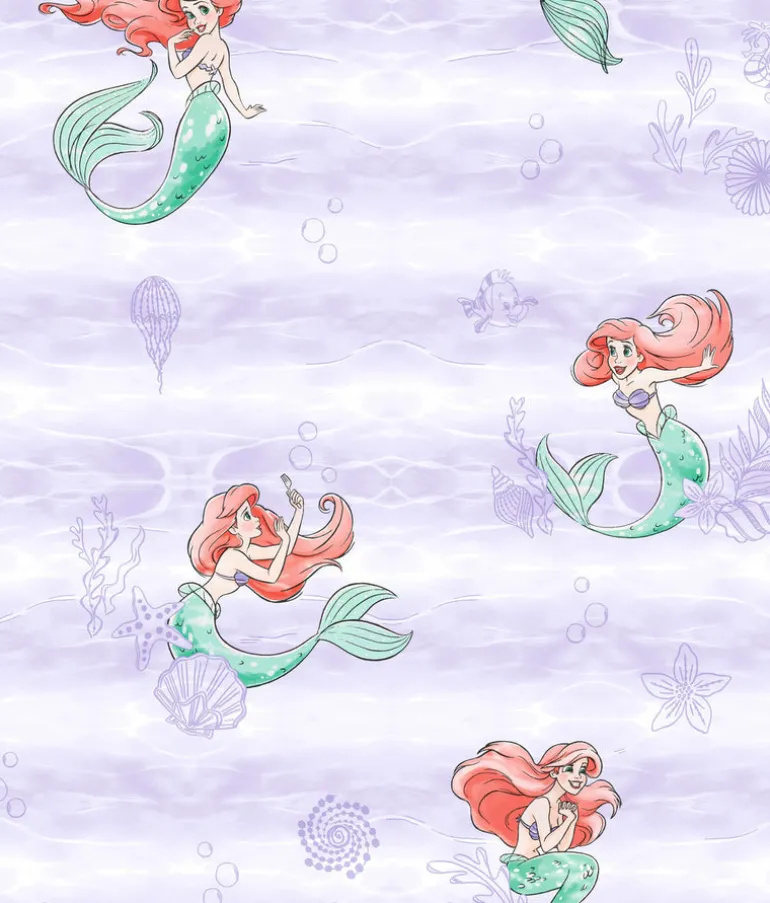 DI0955 Purple Disney The Little Mermaid Swim Wallpaper