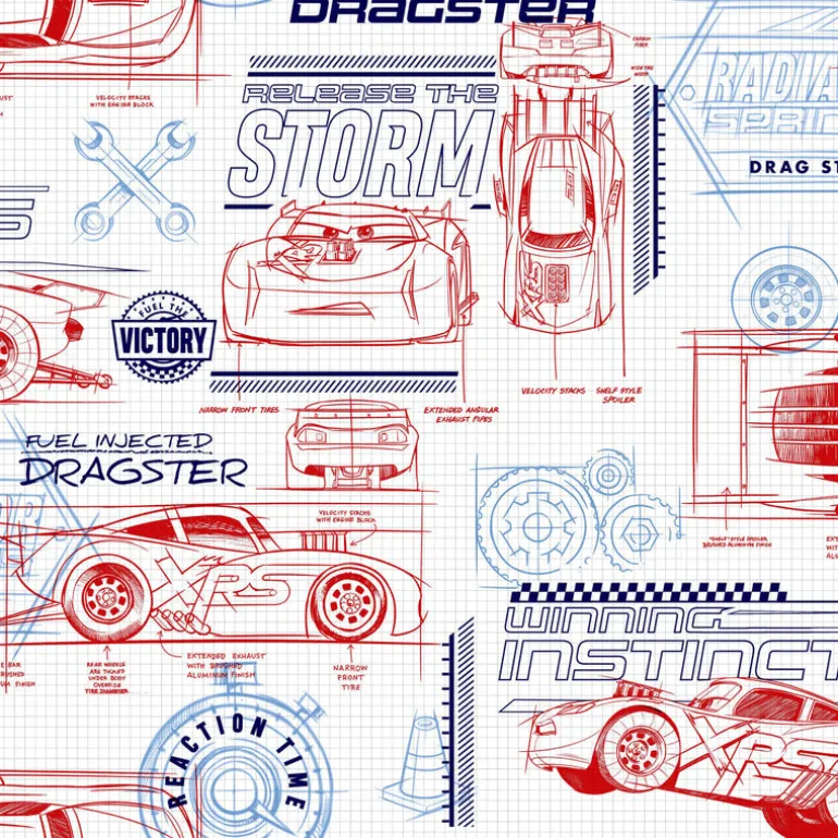 DI0915 Red Disney and Pixar Cars Schematic Wallpaper