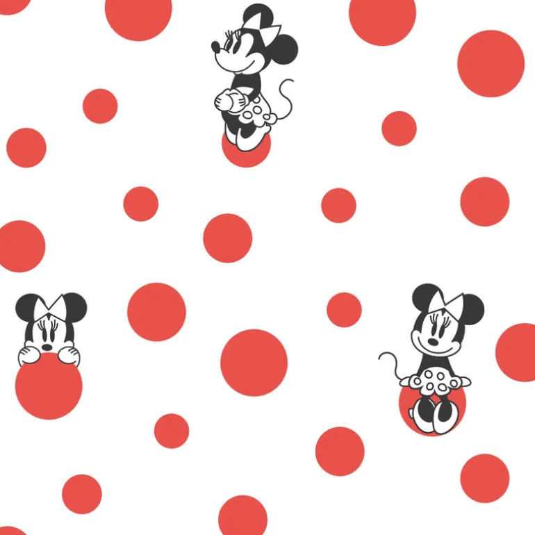 DI1029 Red Disney Minnie Mouse Dots Wallpaper