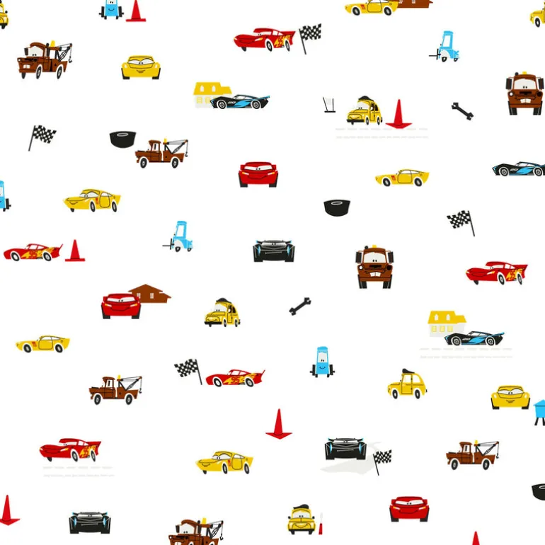 DI0921 White Disney and Pixar Cars Racing Spot Wallpaper