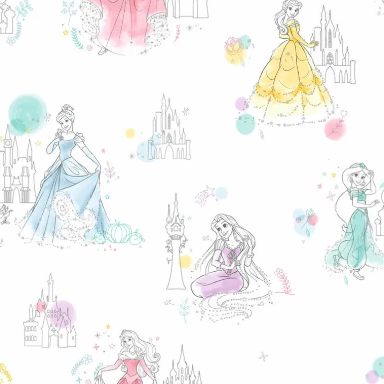 DI0968 White Disney Princess Pretty Elegant Wallpaper