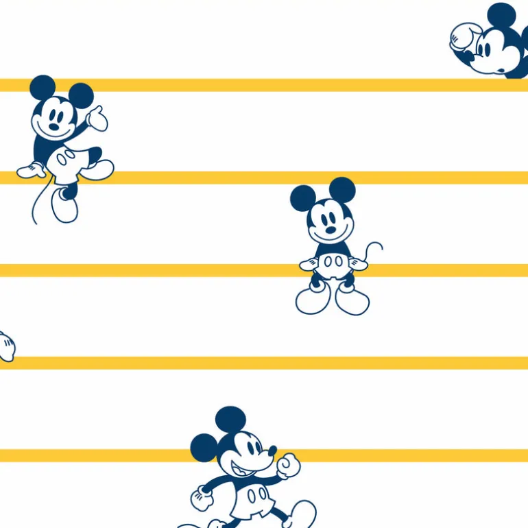 DI0931 Yellow Disney Mickey Mouse Stripe Wallpaper
