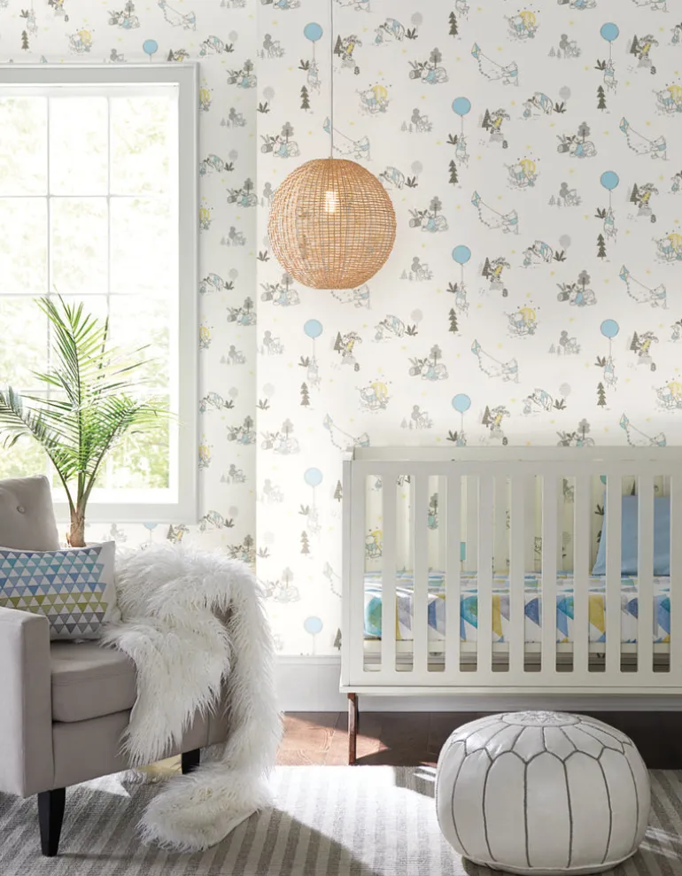 DI0982 Yellow Disney Winnie the Pooh Playmates Wallpaper