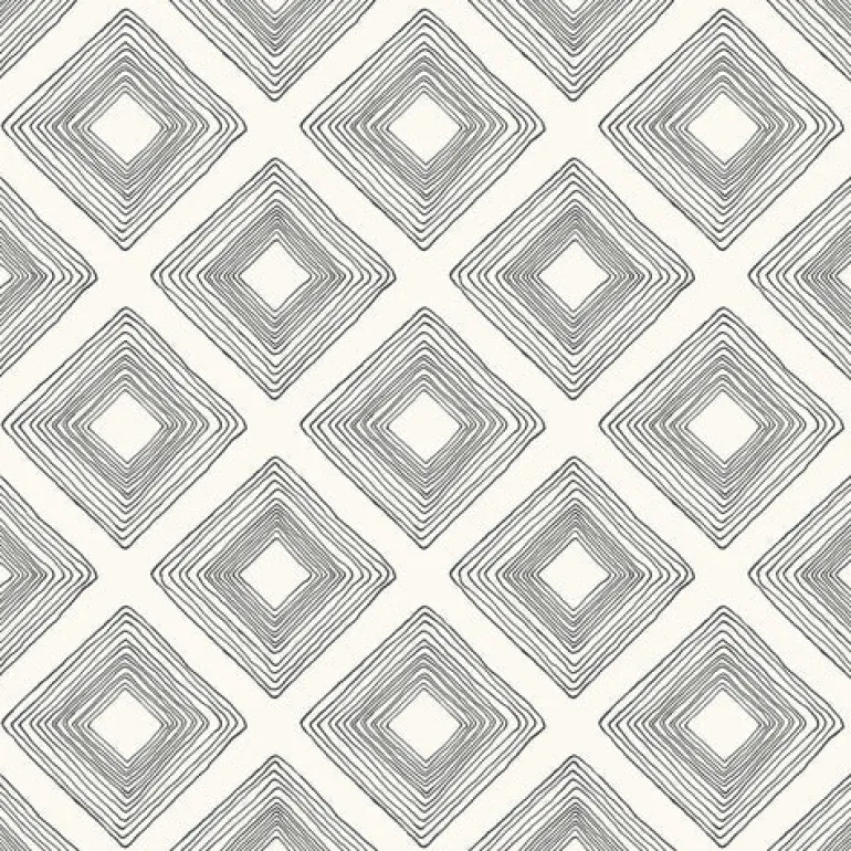 Diamond Sketch Black on White Magnolia Home Vol. II Wallpaper