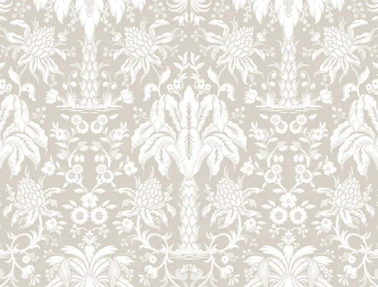 DM5013 Beige Palmetto Palm Damask Wallpaper