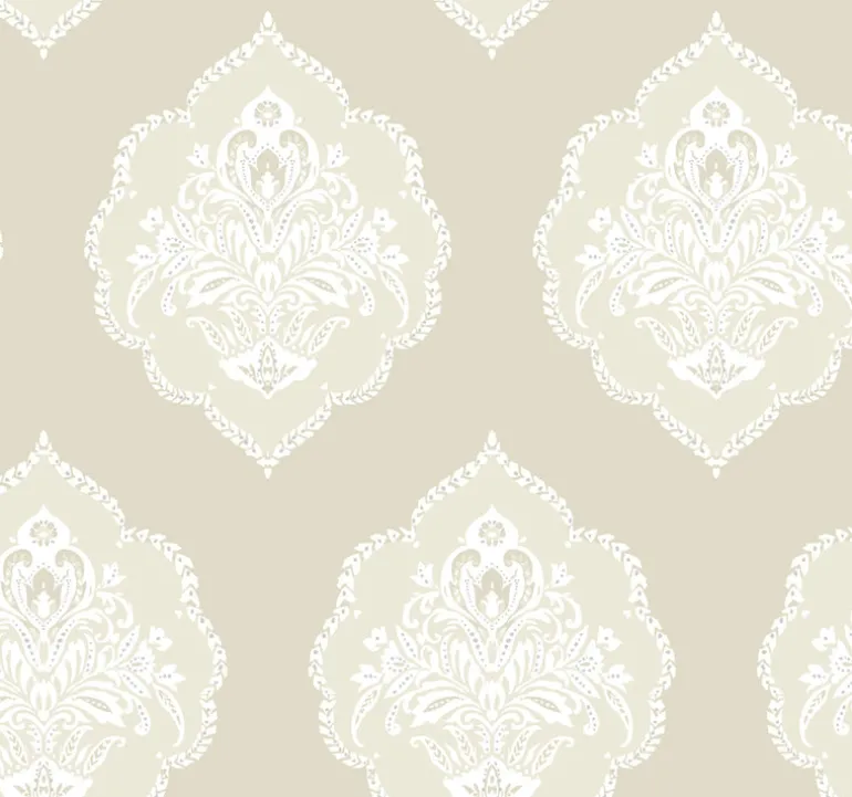 DM4983 Beige Signet Medallion Dam Wallpaper