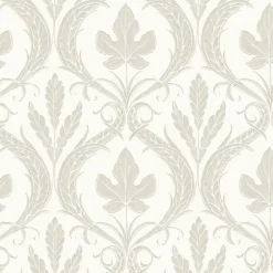 DM4924 Beige White Adirondack Damask Wallpaper