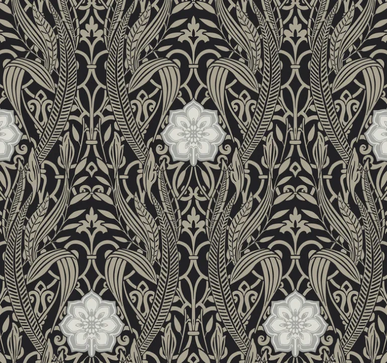 DM4995 Black Gatsby Damask Wallpaper