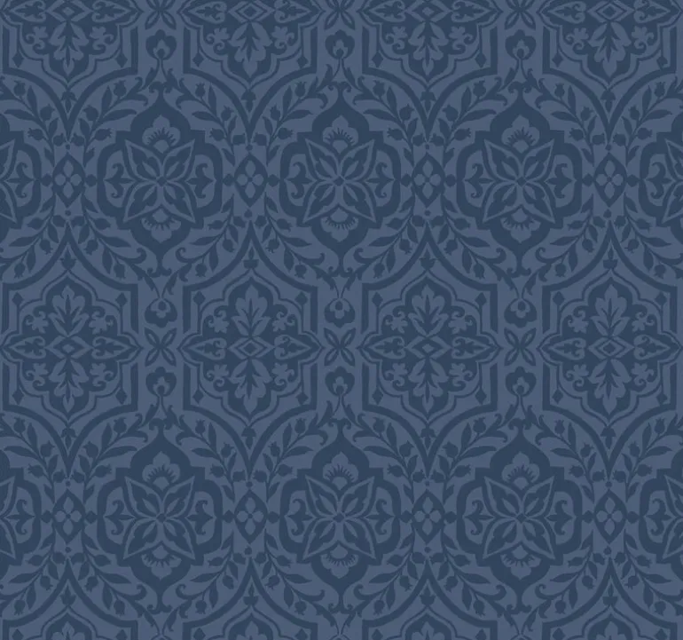 DM5037 Blue Catherdral Damask Wallpaper