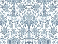 DM5012 Blue Palmetto Palm Damask Wallpaper
