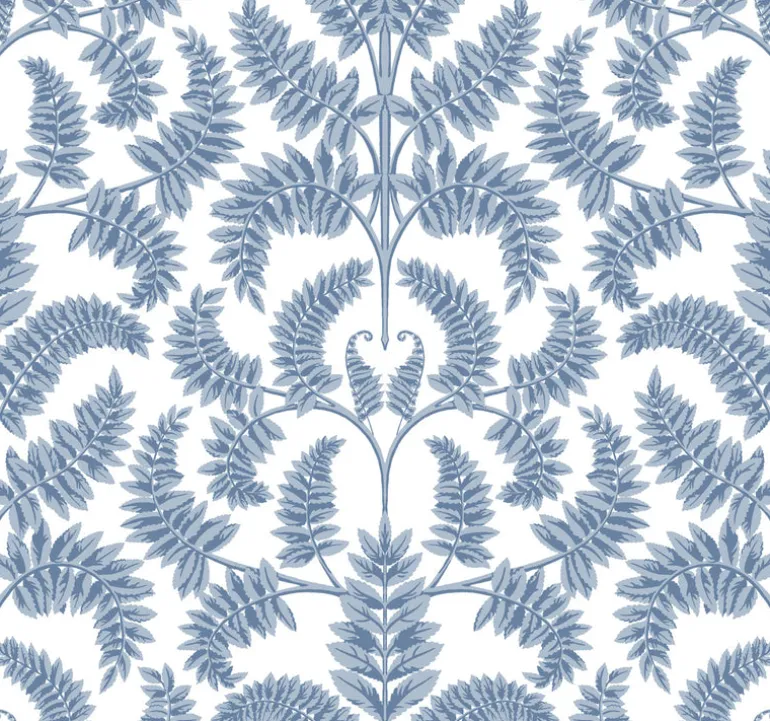 DM4962 Blue Royal Fern Damask Wallpaper