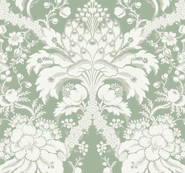 DM4954 Green French Artichoke Dam Wallpaper