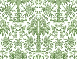 DM5011 Green Palmetto Palm Damask Wallpaper