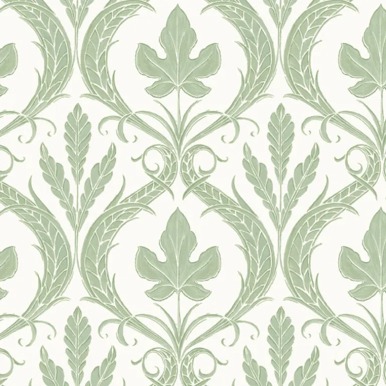DM4921 Green White Adirondack Damask Wallpaper