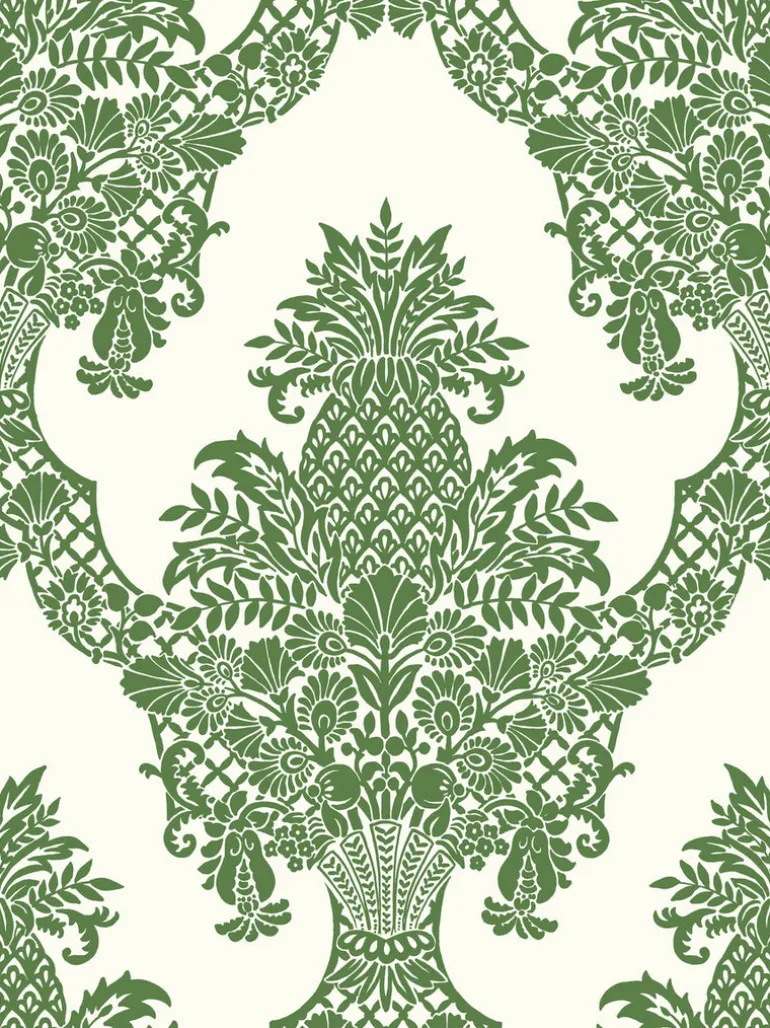 DM4976 Green White Pineapple Plantation Wallpaper