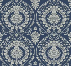DM4901 Navy Silver Imperial Damask Wallpaper