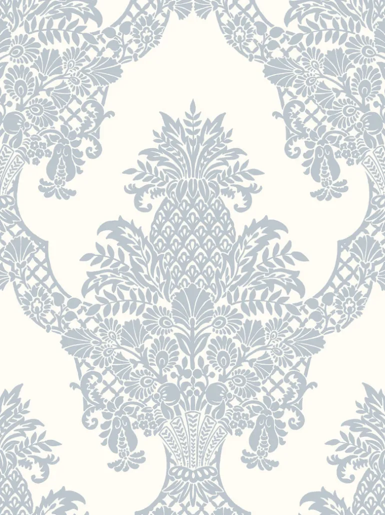 DM4974 Periwinkle White Pineapple Plantation Wallpaper