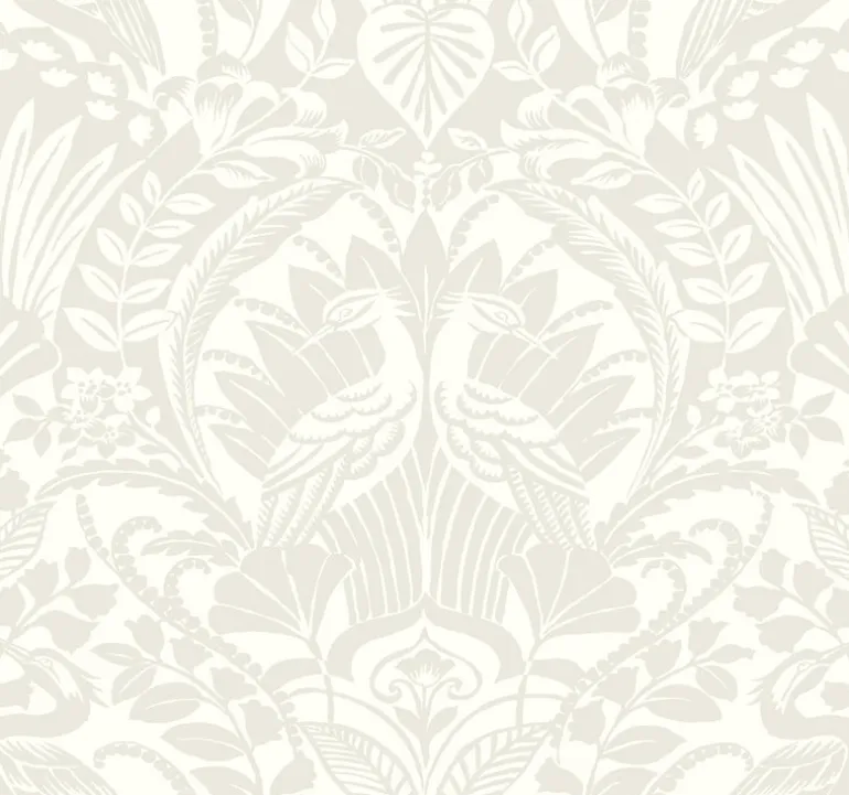 DM4997 Taupe Egret Damask Wallpaper