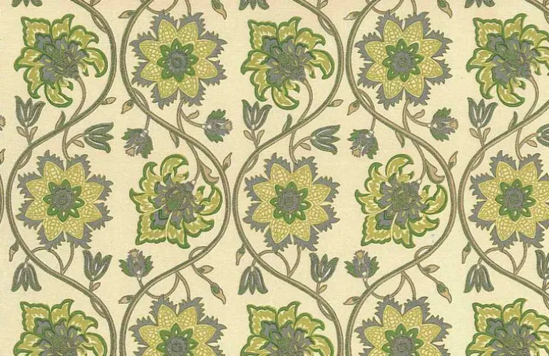 Ellora Print Green Taupe Laura Kiran Fabric