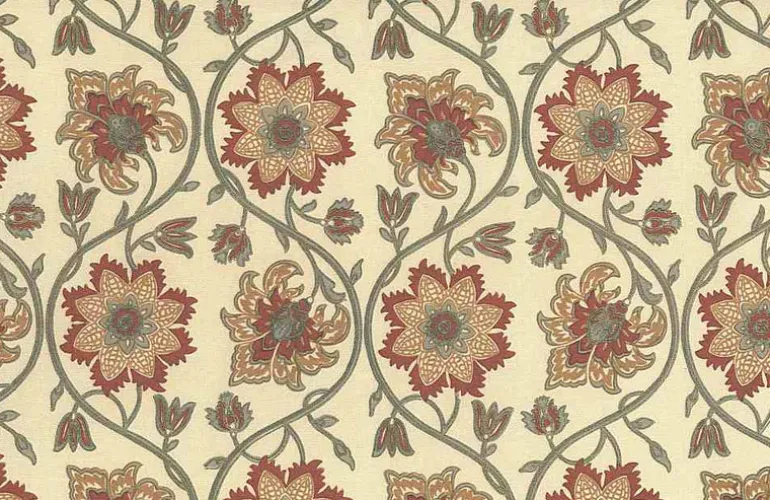 Ellora Print Mineral Red Taupe Laura Kiran Fabric