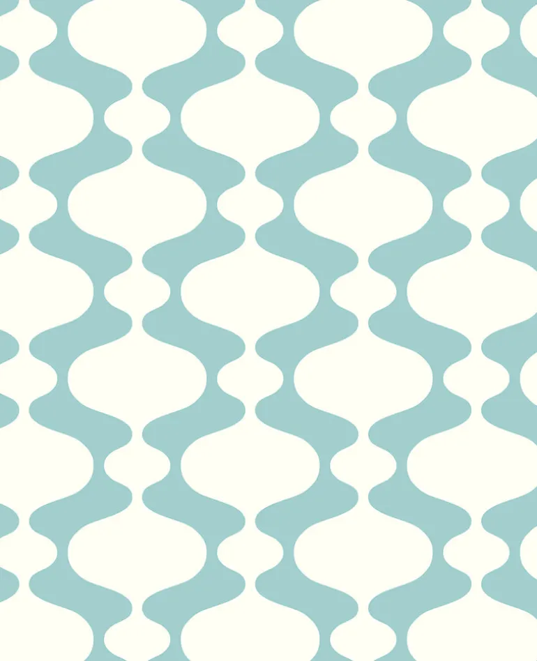 Emilio Turquoise Retro Wallpaper