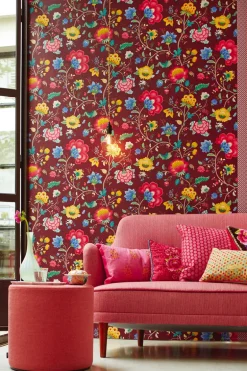 Epona Burgundy Floral Fantasy Wallpaper