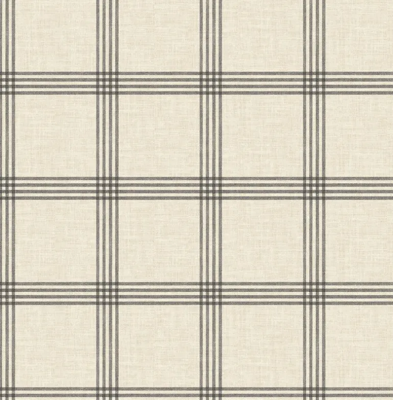 Ester Black Plaid Wallpaper