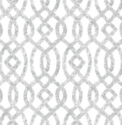 Ethereal Silver Trellis Wallpaper