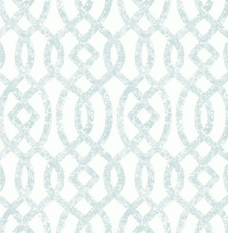 Ethereal Sky Blue Trellis Wallpaper