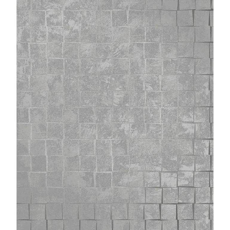 Evolve Cubist Silver Geometric Wallpaper