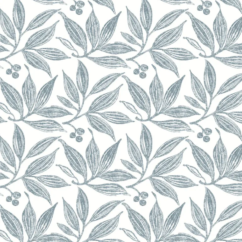 FH4064 Duck Egg Chokeberry Block Print Wallpaper