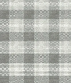 FH4081 Gray Woven Buffalo Check Wallpaper