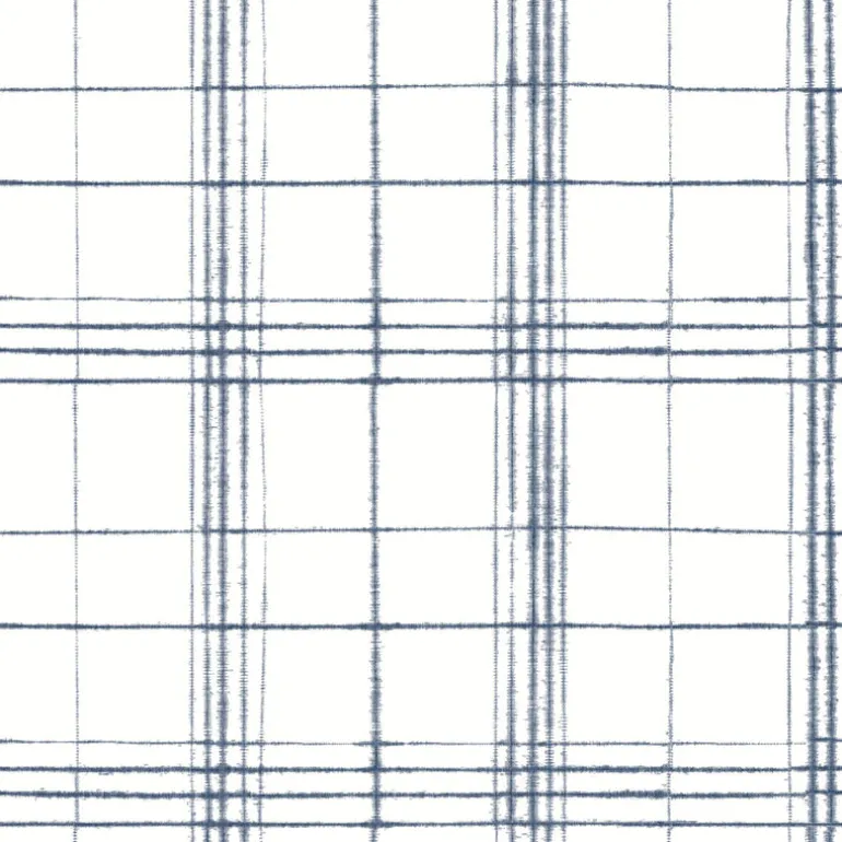 FH4017 Navy/White Farmhouse Plaid Wallpaper