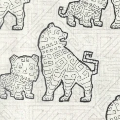 Foo Dog Black Regal Fabric