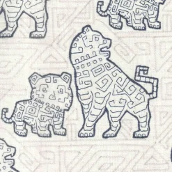 Foo Dog Indigo Regal Fabric