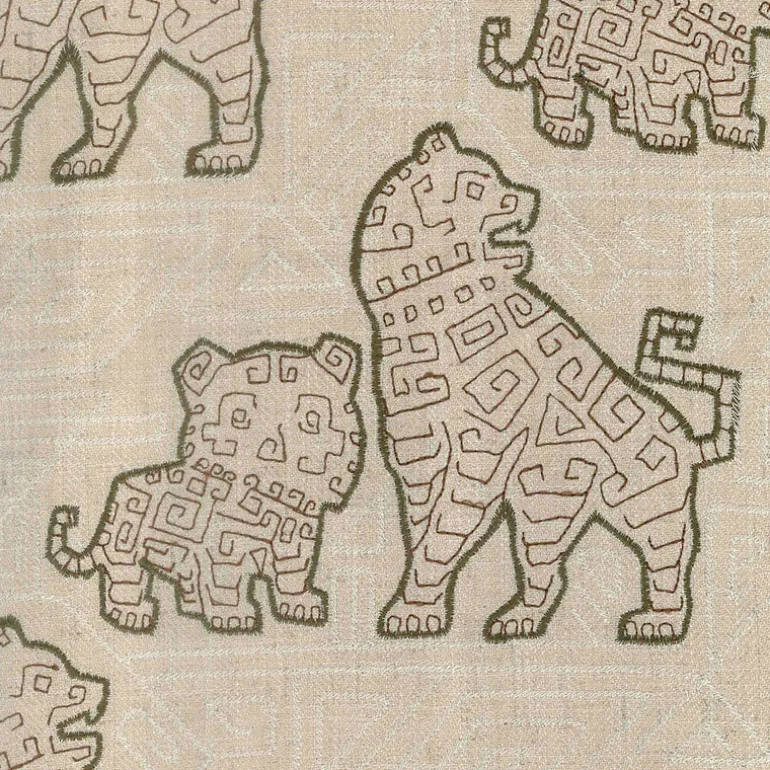 Foo Dog Mocha Regal Fabric