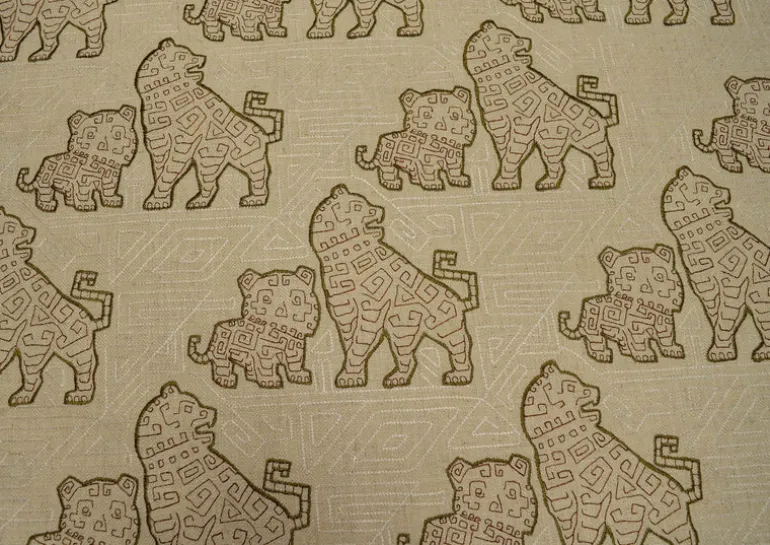 Foo Dog Mocha Regal Fabric