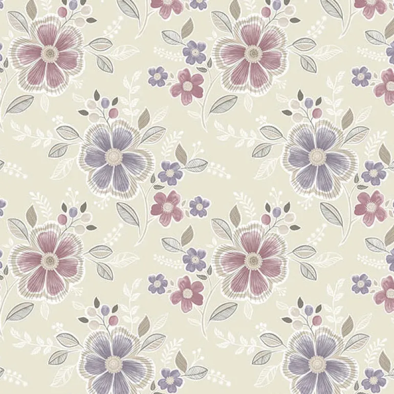 For Your Bath III Chloe Purple Floral Wallpaper