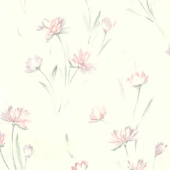 For Your Bath III Gloria Peach Floral Wallpaper